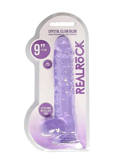 Real Cock 9 inches Realistic Dildo with Balls Purple