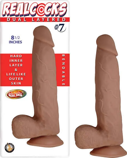 Experience the Ultimate Realism with Real Cocks Dual Layered Number 7 Brown 8.5 Inches