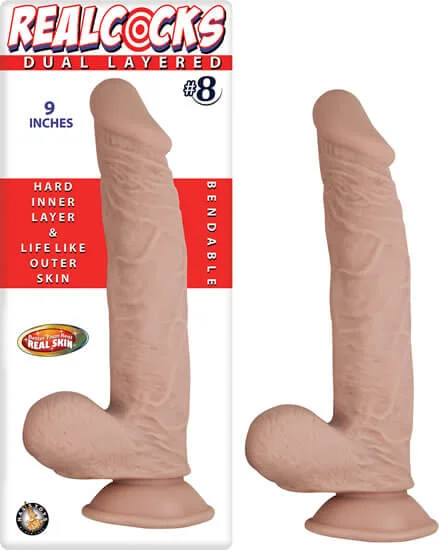 Real Cocks Dual Layered number 8 Beige 9 inches