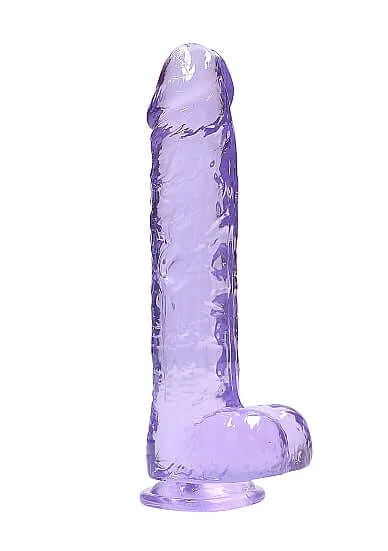 Experience True Realism with the Realrock Realistic Dildo with Balls 10 inches Purple Clear