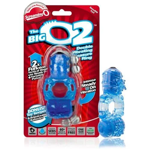 Screaming Big 02 Blue Double Pleasure Vibrating Ring