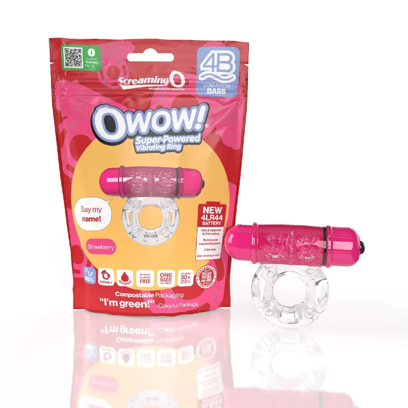 Screaming O 4B OWOW Strawberry Pink Low Pitch Bass Vibrating Cock Ring