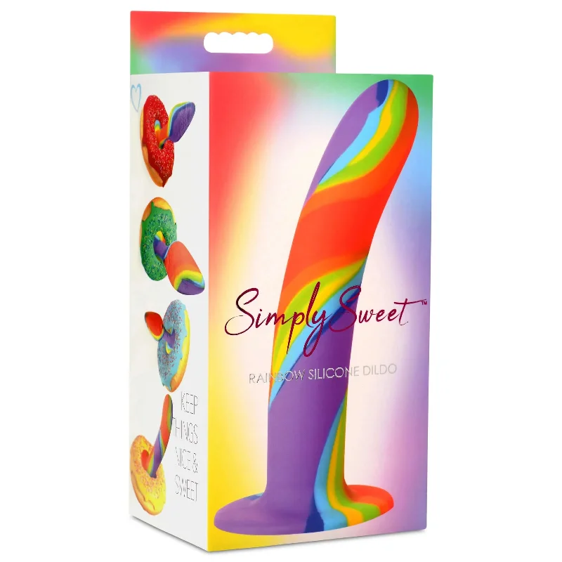 Simply Sweet Rainbow Silicone Dildo - Silky Smooth, Premium Grade Silicone