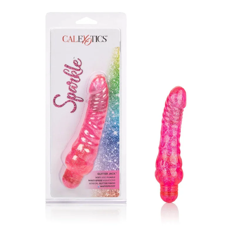 Sparkle Glitter Jack Pink Vibrating Dildo from Cal Exotic Novelties