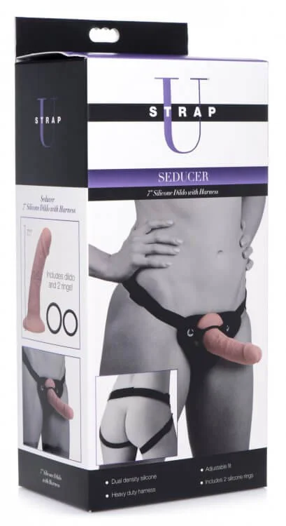 Strap U Seducer 7 inches Silicone Dildo with Harness