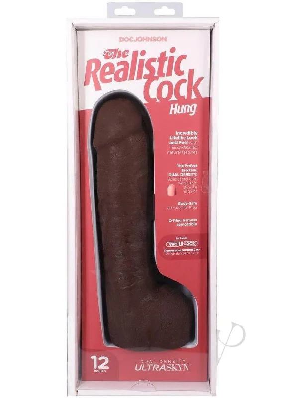 The Realistic Cock Hung 12" ULTRASKYN Vac-U-Lock Dildo Chocolate – Dual Density Design