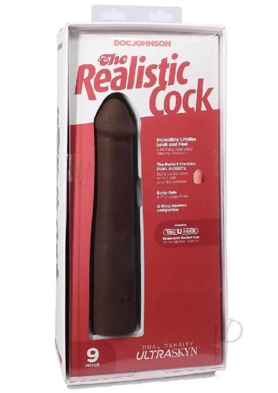 The Realistic Cock 9 inches ULTRASKYN Vac-U-Lock Dildo – Chocolate, Phthalate-Free, Dual Density