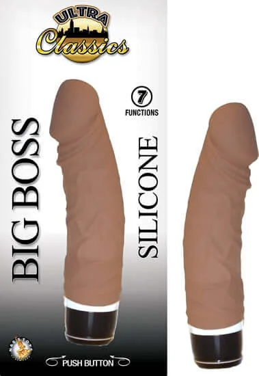 Ultra Classics Big Boss Realistic Vibrating Dildo - 7 Functions, Waterproof, Brown