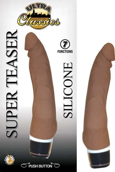 Ultra Classics Super Teaser Brown Realistic Vibrating Dildo - 7 Functions, Waterproof