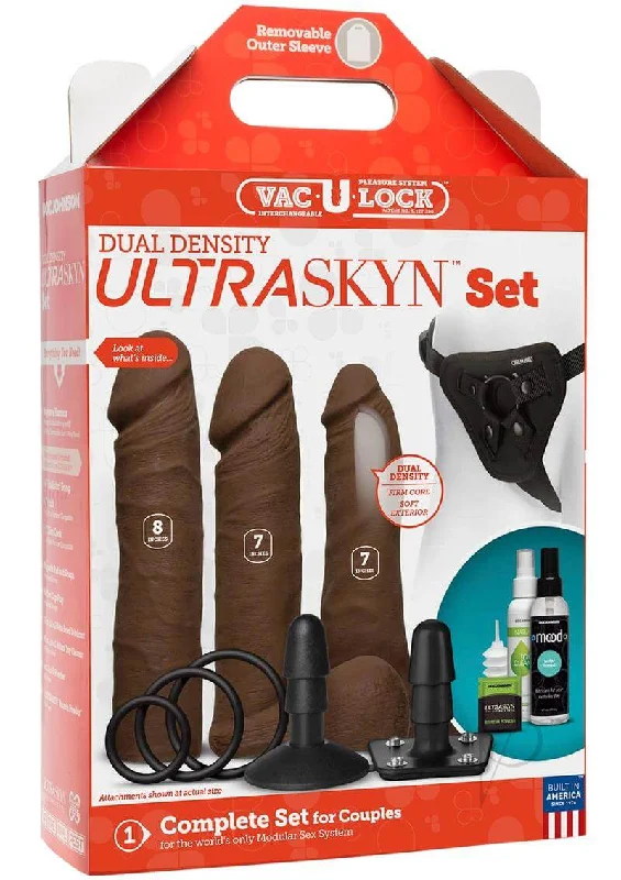 Vac-U-Lock Dual Density ULTRASKYN Set in Chocolate: The Ultimate Strap-on Experience