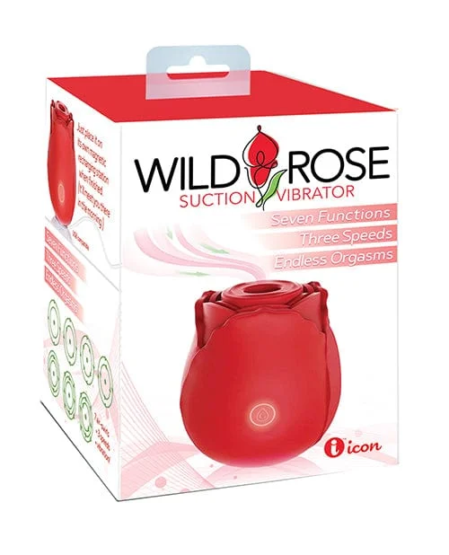 Wild Rose Rechargeable Silicone Suction Vibrator - Red