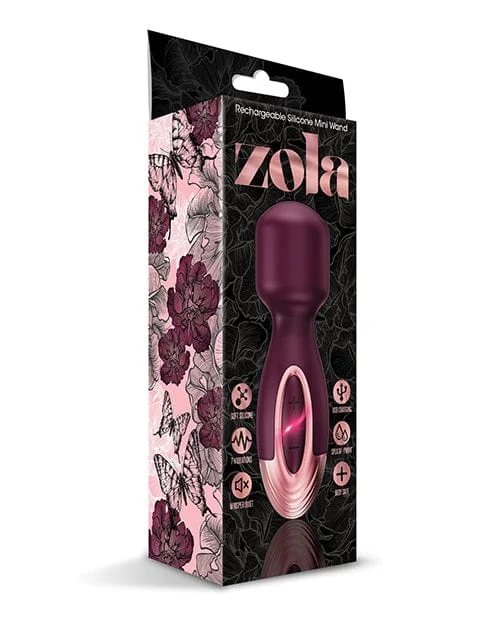 Zola Rechargeable Silicone Mini Wand - Burgundy-rose Gold