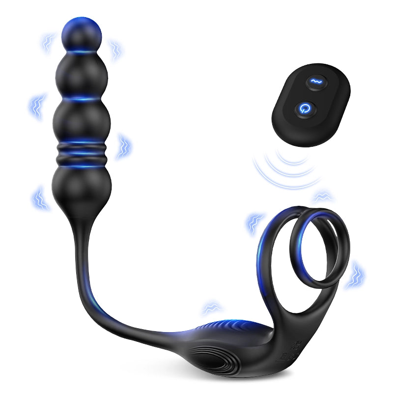 3 in 1 Anal Beads With Vibrating Massage Ring