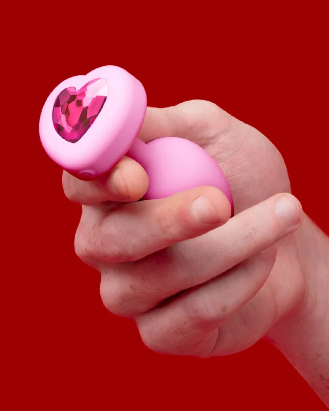 B-vibe Vibrating Heart Shaped Jewel Anal Plug S/M - Pink