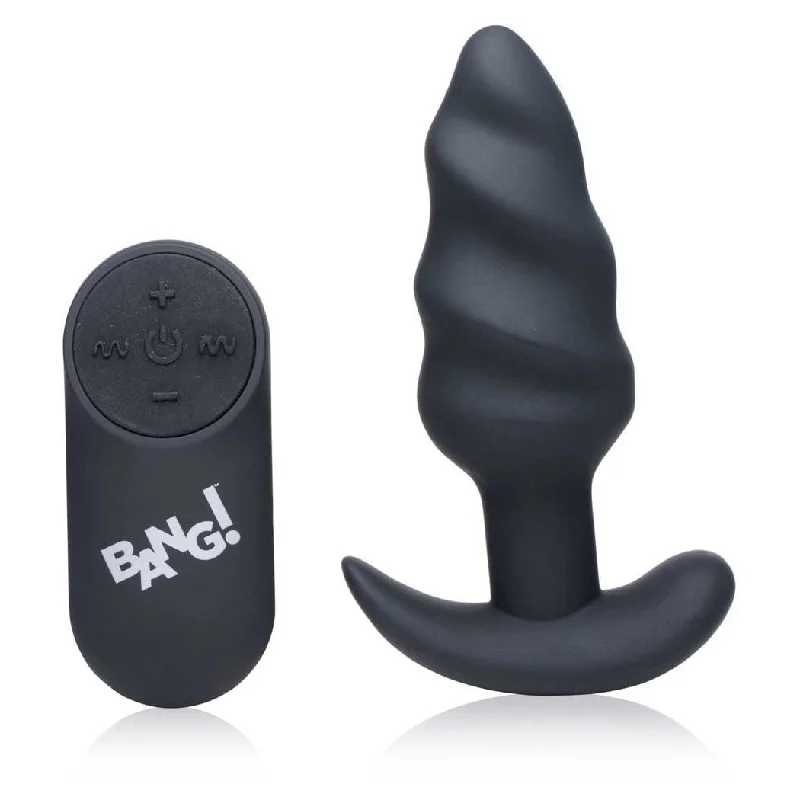 Bang! 21X Vibrating Silicone Rechargeable Swirl Butt Plug with Remote Control