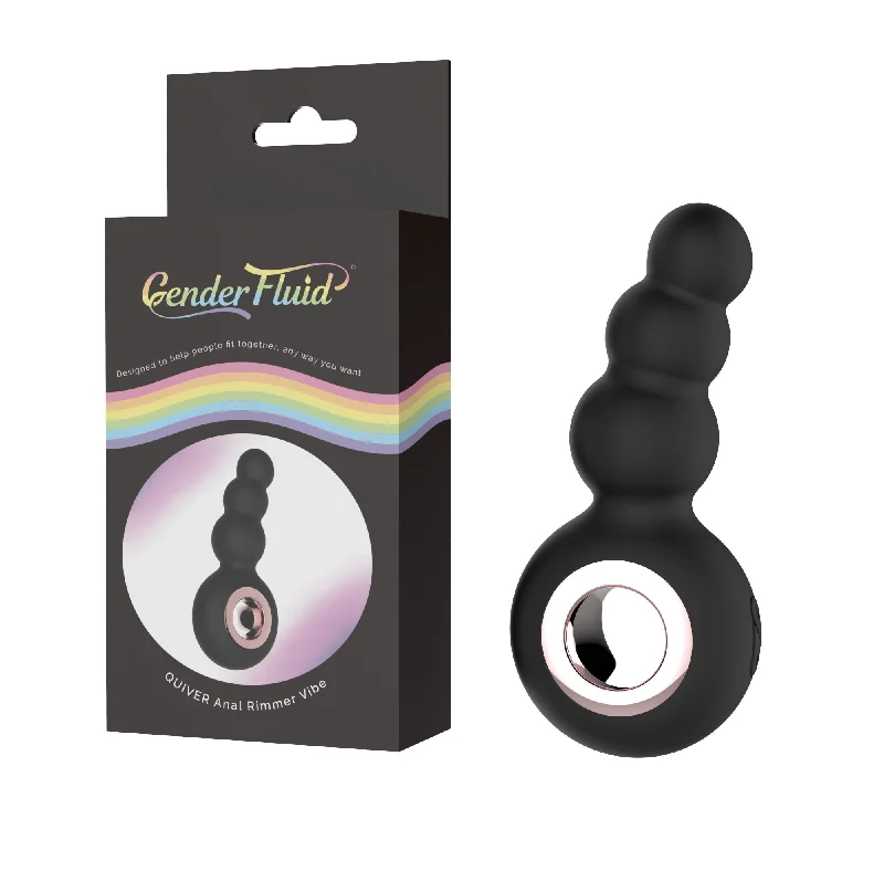 Gender Fluid Quiver Anal Ring Bead Vibrator - Black