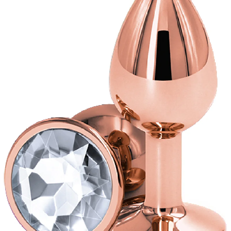 Rear Assets Rose Gold and Clear Gemstone Anal Plug - Small