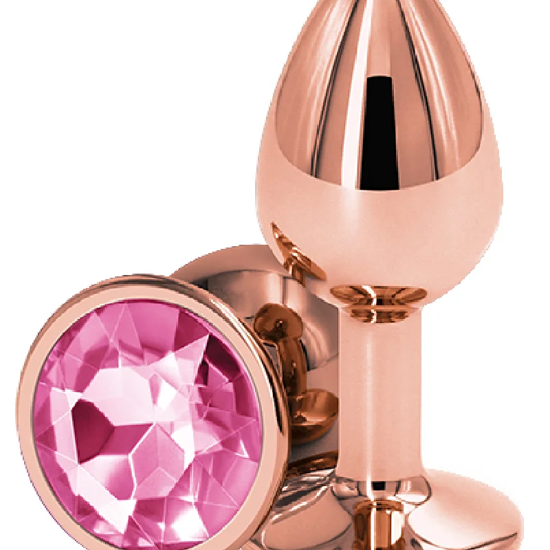 Rear Assets Rose Gold and Pink Gemstone Anal Plug - Small