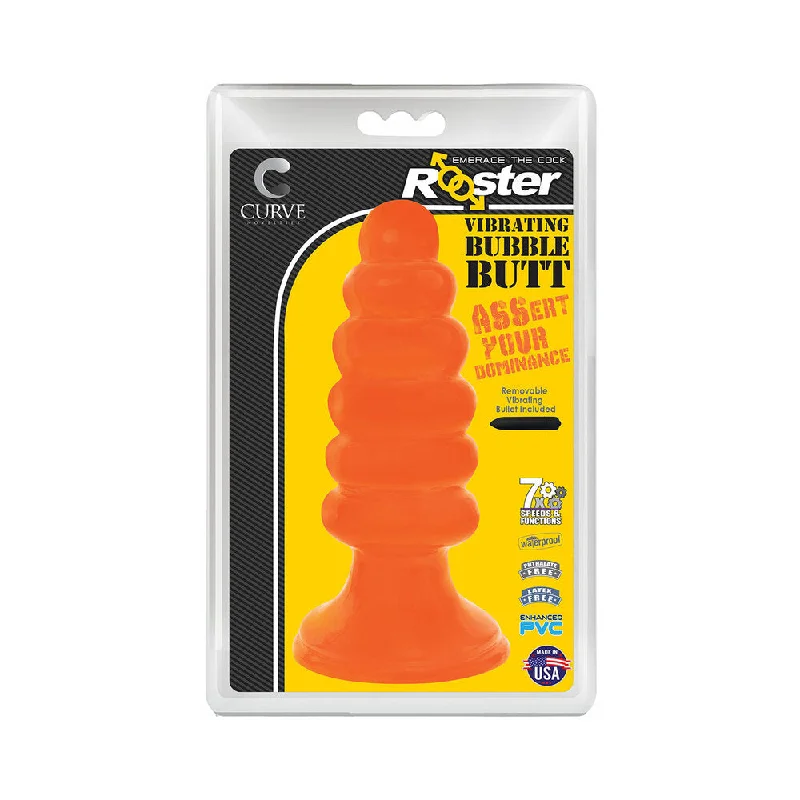 Rooster Vibrating Bubble Butt Anal Plug Orange