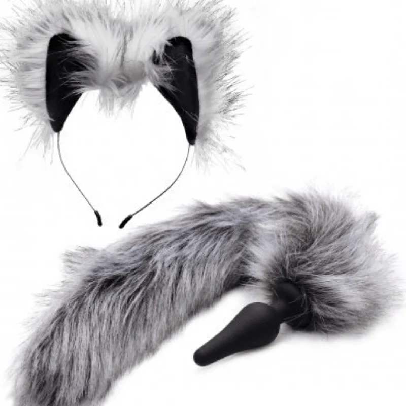 Tailz Grey Wolf Tail Anal Plug and Ears Set