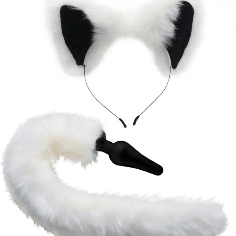 Tailz White Fox Tail Anal Plug and Ears Set