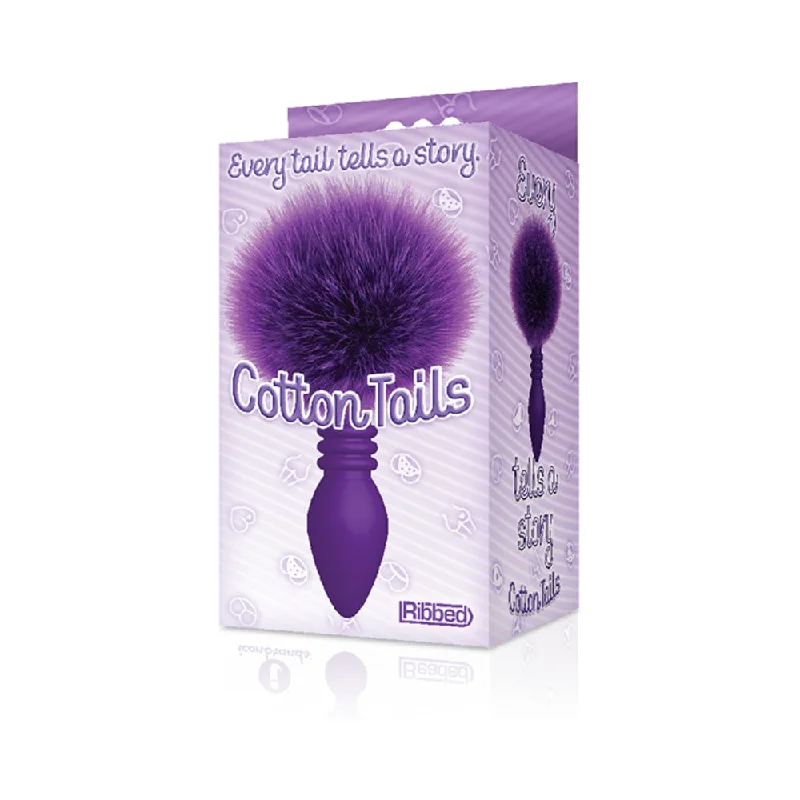 The 9's Cottontails Silicone Bunny Tail Butt Plug Ribbed Purple