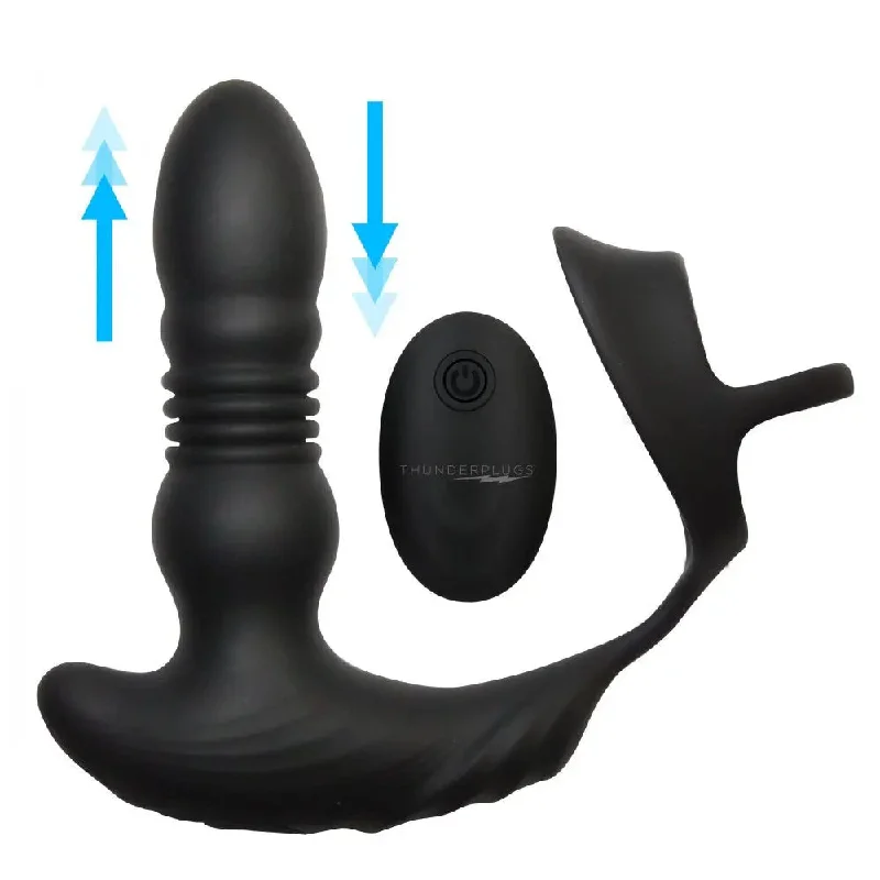 Thrusting Prostate Vibrator with Cock and Ball Ring and Remote