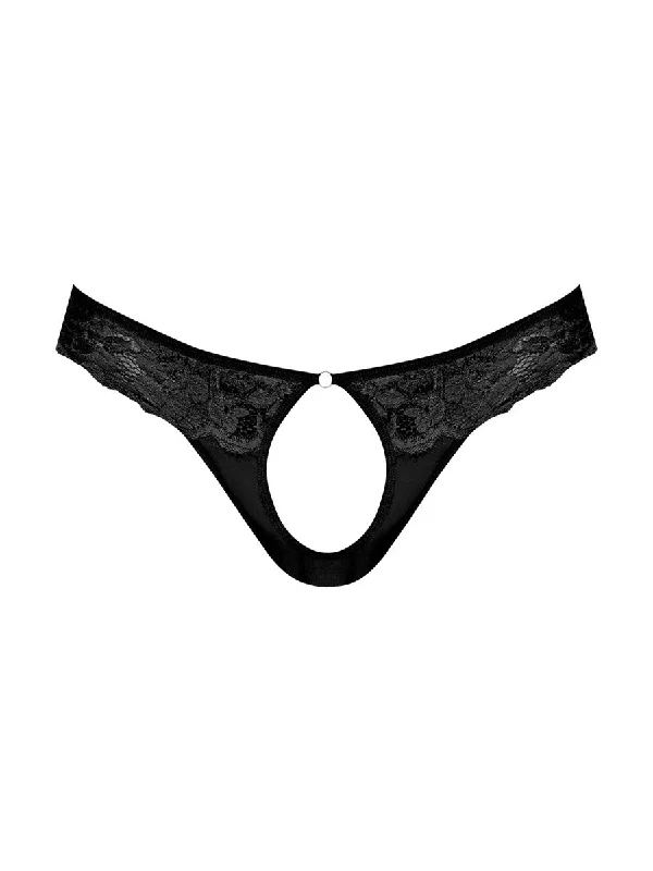 Sassy Lace - Open Ring Thong - Large/x-Large - Black